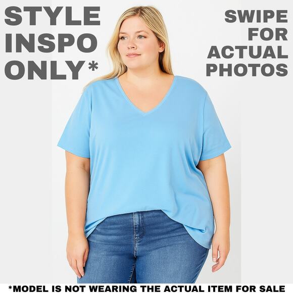 NWT Valerie Stevens Baby Blue V-Neck Cotton Tee – 2X! 0121 - Picture 2 of 8